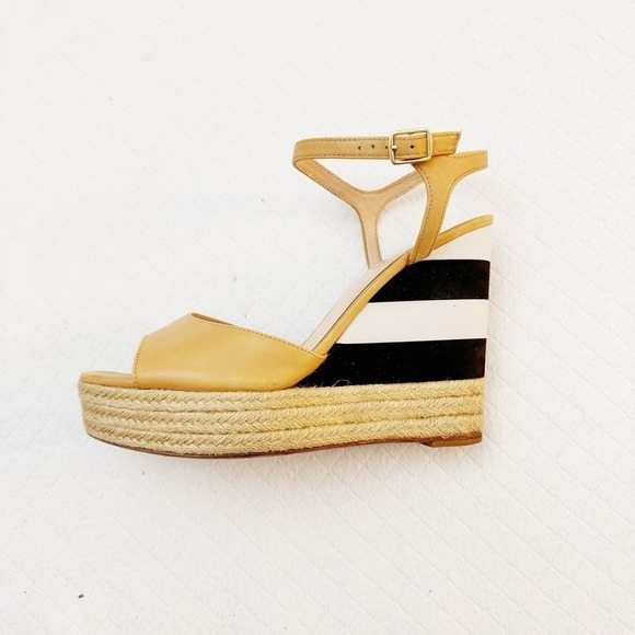 Kate Spade Deanne Open Toe Striped Wedge Sandals Size 8.5 - Picture 4 of 6
